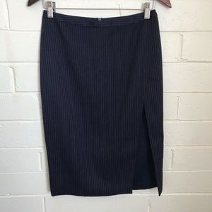 Mason Pinstripe Pencil Skirt with High Leg Slit